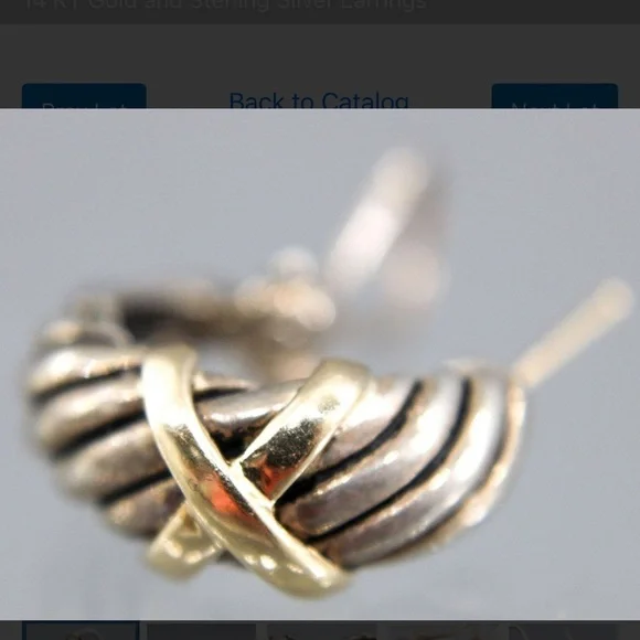 James Avery 14 KT Gold and Sterling Silver Earrings - Picture 6 of 7